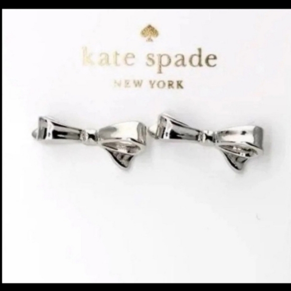 ♤ Kate Spade Silver Bow Love ♡ Notes Earrings ♤ - Picture 3 of 7